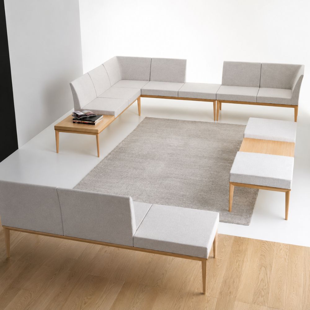 Modular para Recepción Diferentes Plazas y Mesas - LABENZE ZELIG - Varios Colores - Tapizado y Madera Haya Natural. - 155-19120-000 GRADO 0 - Labenze - NOGAL BEAT - Sillón Ocasional
