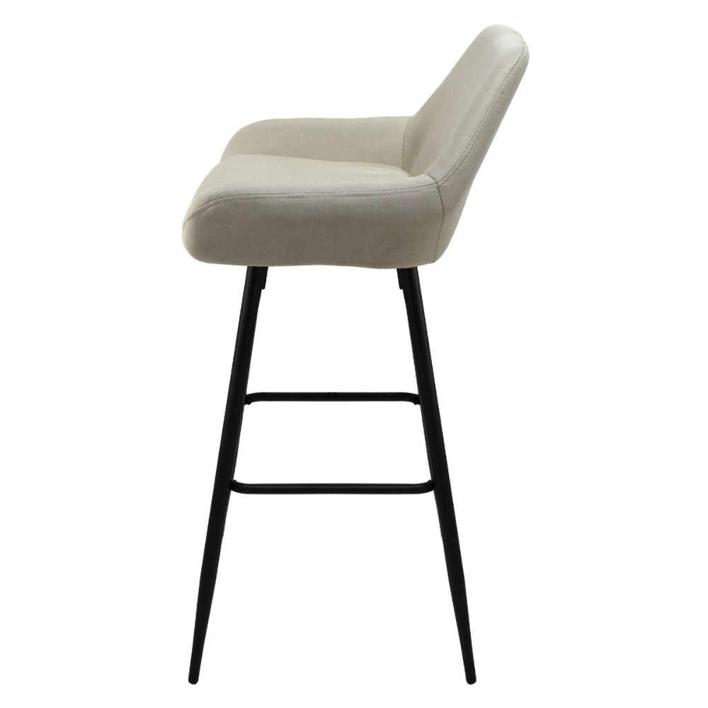 Nogal Beat Aarau Banco Alto Tapizado Tela Base Metalica Uso Interior Diseño Nordico - BANC0903620 - Mundo In - NOGAL BEAT - Bancos