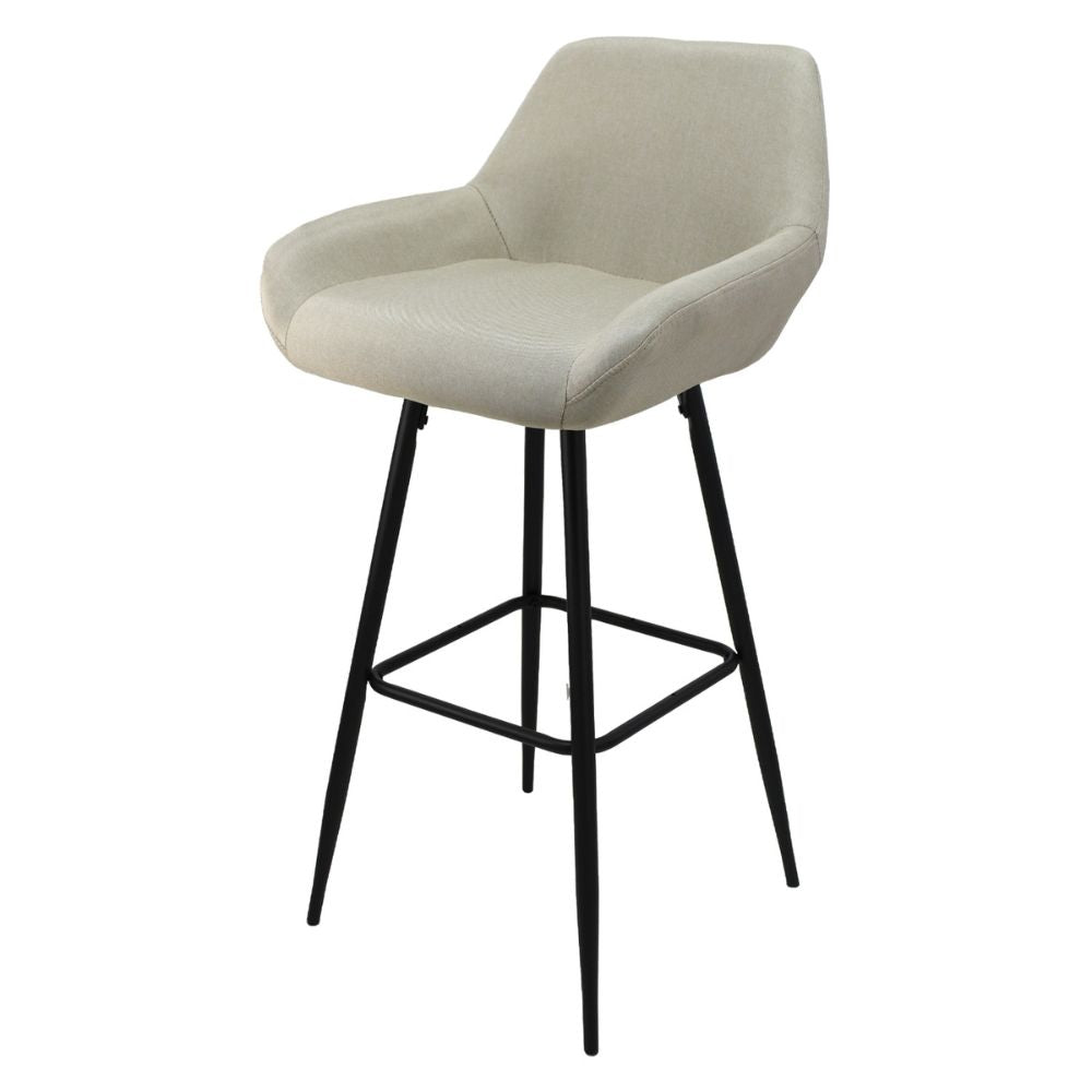 Nogal Beat Aarau Banco Alto Tapizado Tela Base Metalica Uso Interior Diseño Nordico - BANC0903620 - Mundo In - NOGAL BEAT - Bancos
