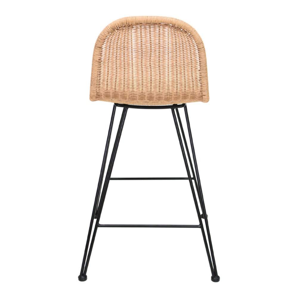 NOGAL BEAT BANCO DE EXTERIOR CAICOS | Banco Alto para Barra Libre Restaurante | 75 cm | Rattan Sintético Impermeable | Interior + Exterior - BANC0904156 - Mundo In - NOGAL BEAT -