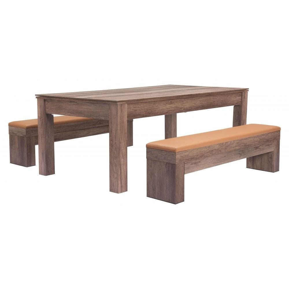 NOGAL BEAT BONKER | Mesa 3 en 1 Comedor Billar Ping Pong | Terciopelo 100% Poliéster | Marrón | MDF Imitación Madera | Interior - 109496 - Zuo - NOGAL BEAT - Ambientada
