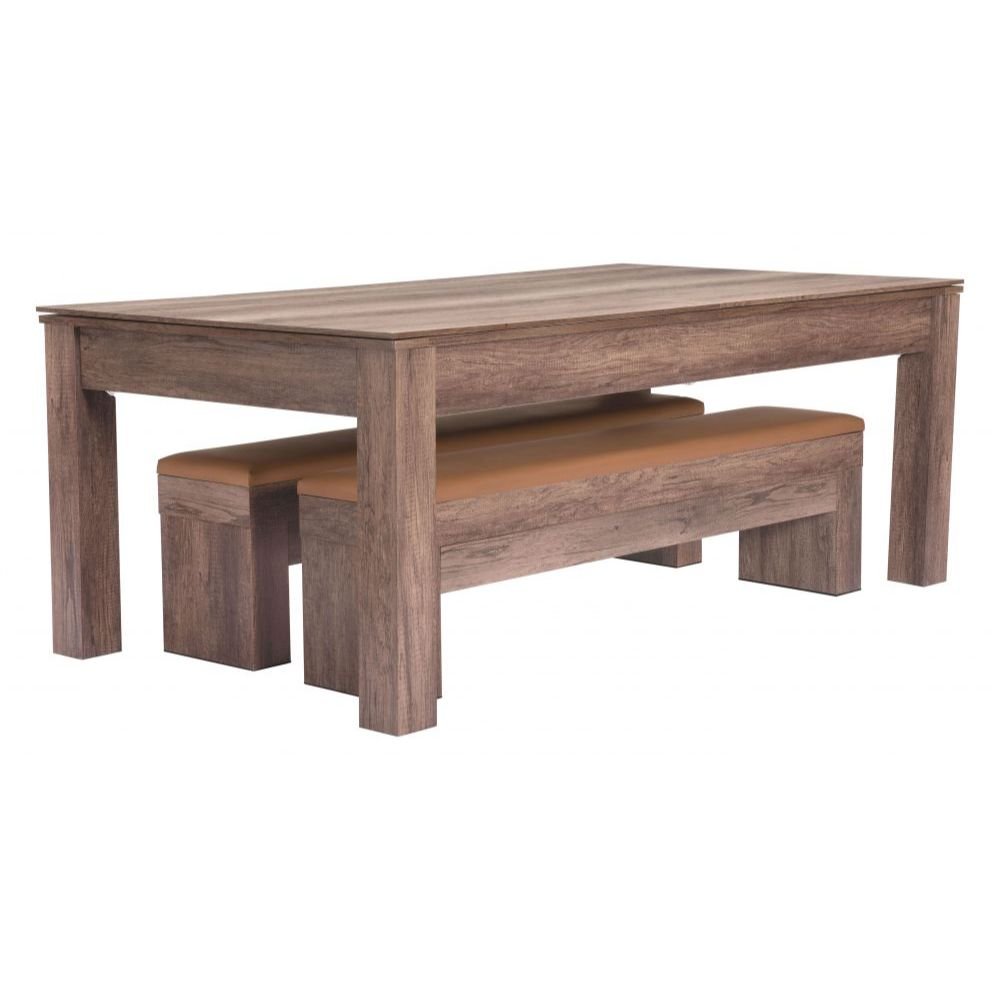 NOGAL BEAT BONKER | Mesa 3 en 1 Comedor Billar Ping Pong | Terciopelo 100% Poliéster | Marrón | MDF Imitación Madera | Interior - 109496 - Zuo - NOGAL BEAT - Ambientada