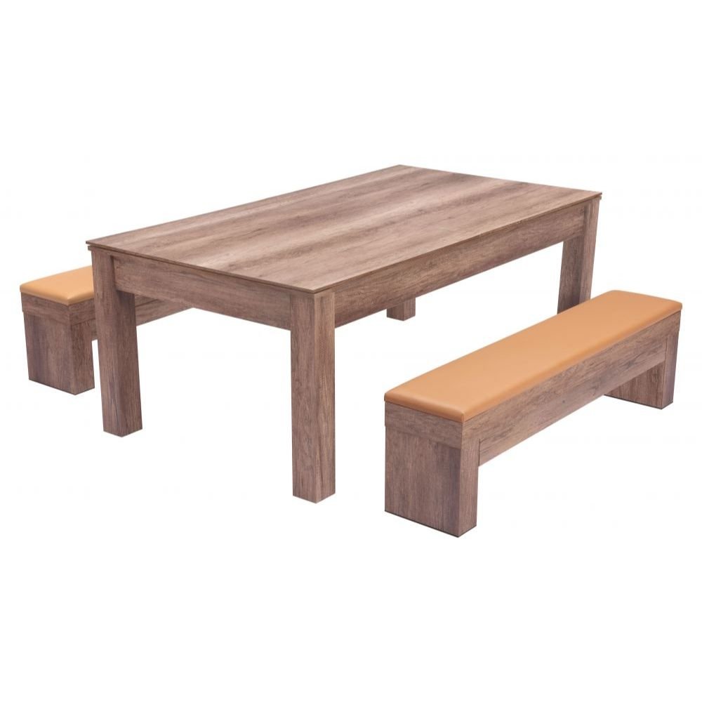 NOGAL BEAT BONKER | Mesa 3 en 1 Comedor Billar Ping Pong | Terciopelo 100% Poliéster | Marrón | MDF Imitación Madera | Interior - 109496 - Zuo - NOGAL BEAT - Ambientada