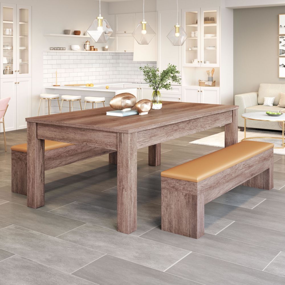 NOGAL BEAT BONKER | Mesa 3 en 1 Comedor Billar Ping Pong | Terciopelo 100% Poliéster | Marrón | MDF Imitación Madera | Interior - 109496 - Zuo - NOGAL BEAT - Ambientada
