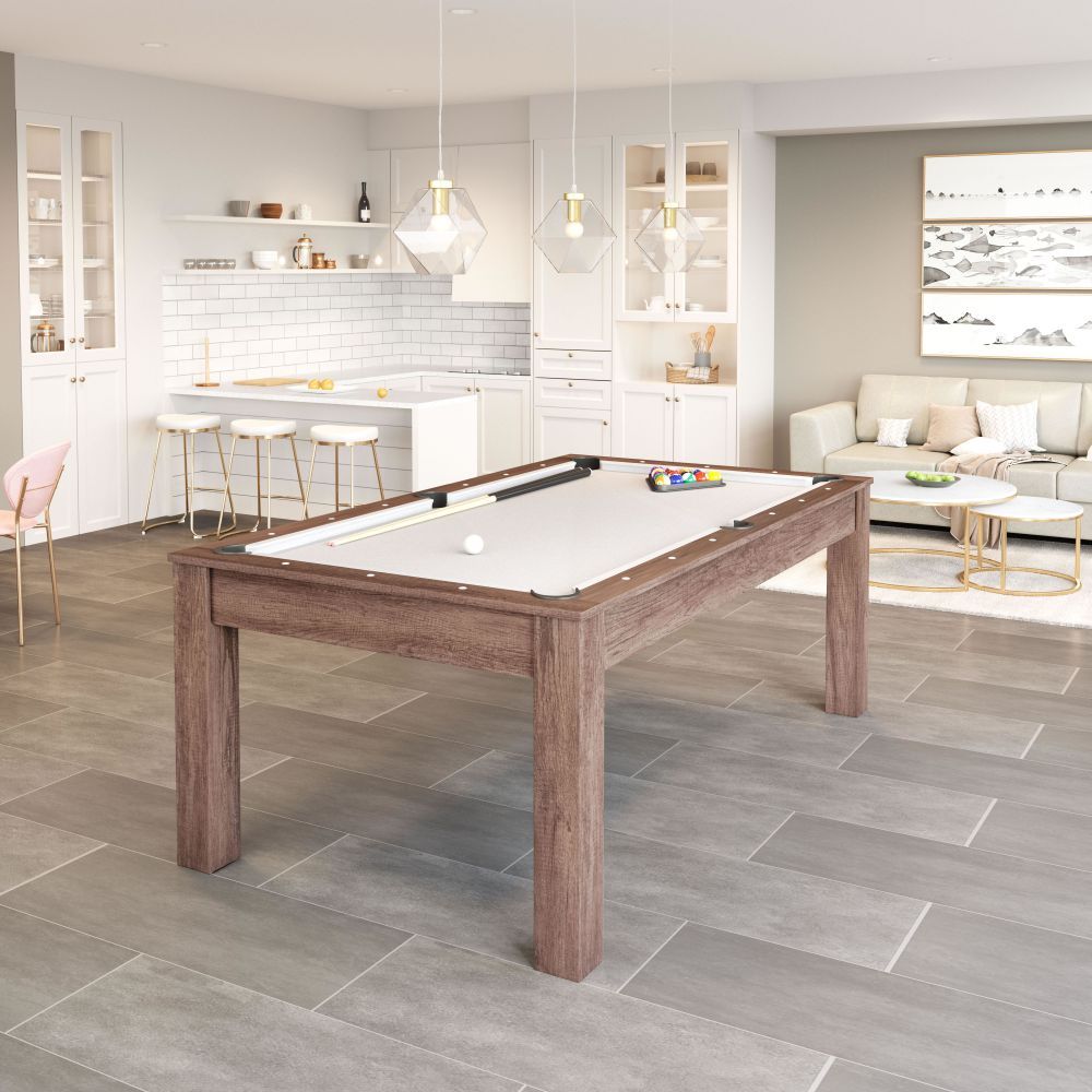 NOGAL BEAT BONKER | Mesa 3 en 1 Comedor Billar Ping Pong | Terciopelo 100% Poliéster | Marrón | MDF Imitación Madera | Interior - 109496 - Zuo - NOGAL BEAT - Ambientada