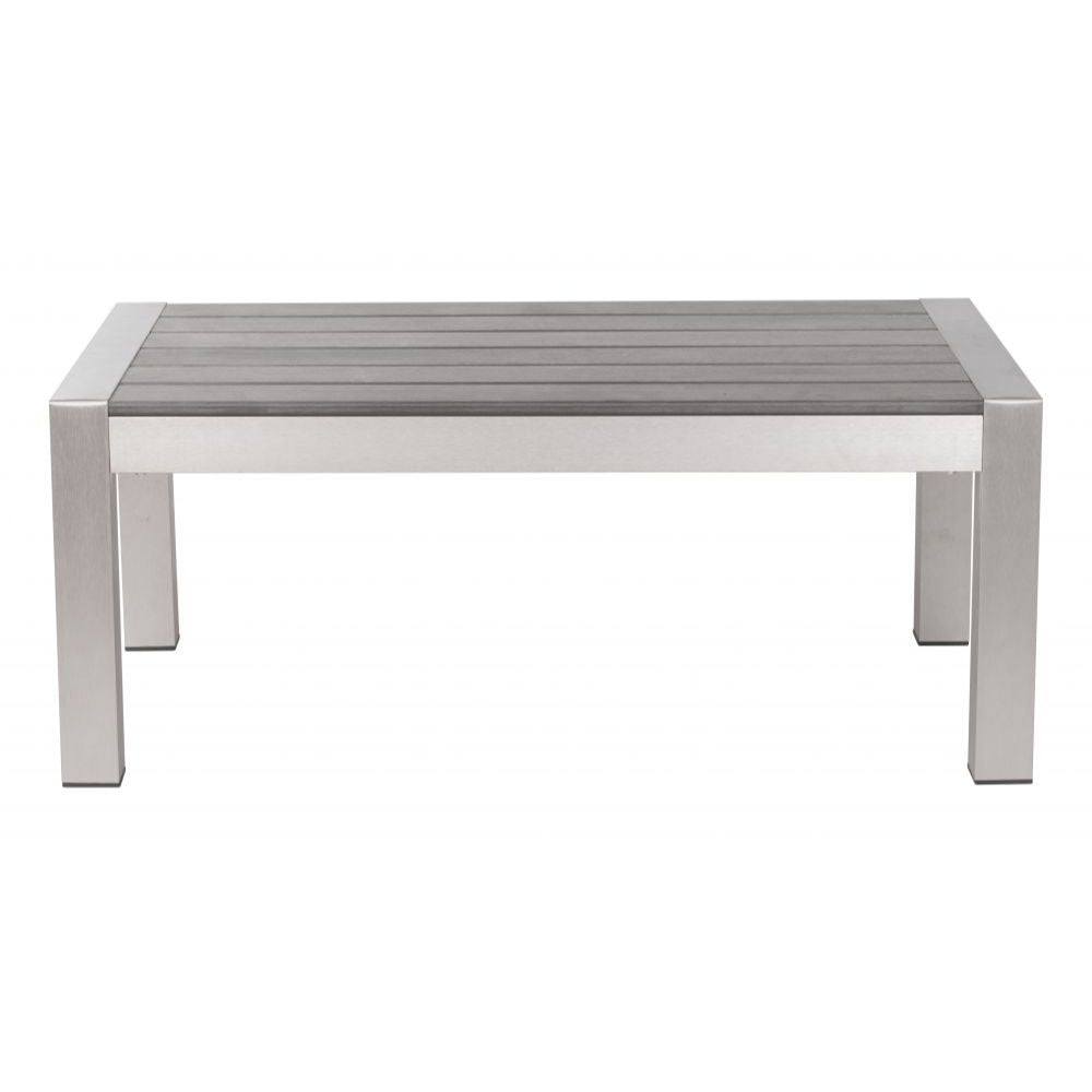 NOGAL BEAT COSMOPOLITAN | Mesa de Centro Terraza Sala de Estar | Estructura en Aluminio | Gris y Plata | Polietileno Imitacion Madera | Exterior - 701860 - Zuo - NOGAL BEAT -