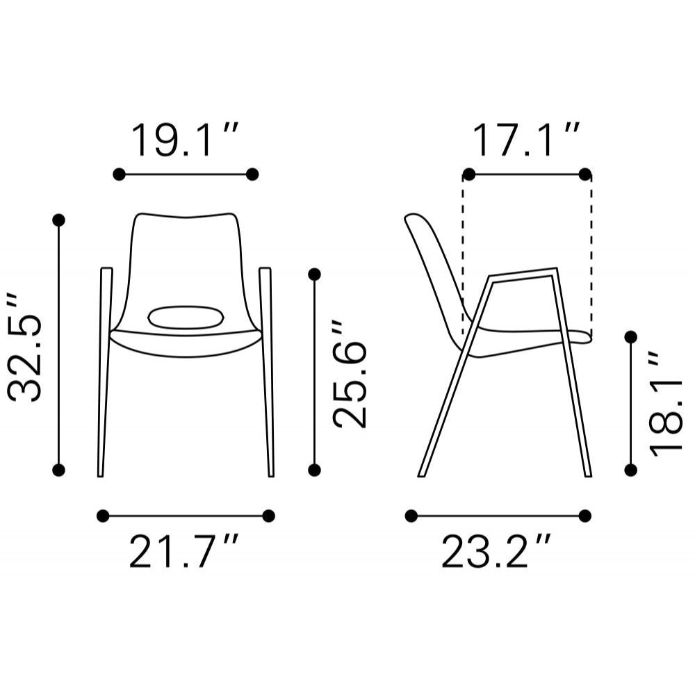 NOGAL BEAT DESI | Silla para Comedor Restaurante Cafeteria | Varios Colores | Piel Sintetica | Interior - 101694 - Zuo - NOGAL BEAT -