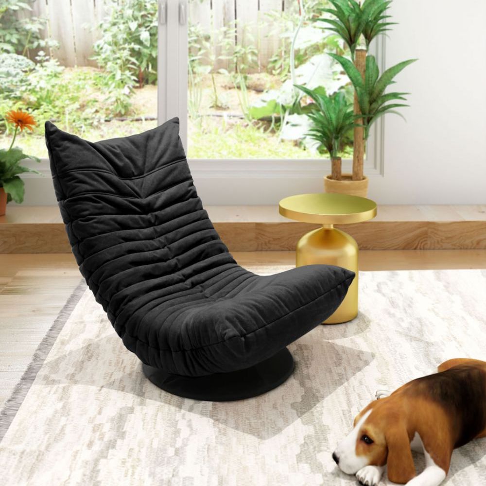 Nogal Beat Down Silla Giratoria Baja Habitacion Sala de Estar Dormitorio Negro - COST100894 - Zuo - NOGAL BEAT - Sillas