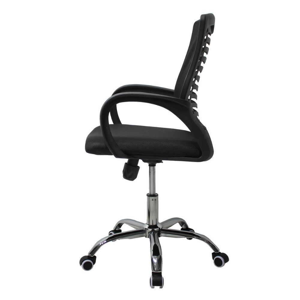 SILLA KINGSTRONG JM-108 MESH NEGRO SILL0903716 | Silla Operativa Frecuente Trabajadores de Oficina | Descansabrazos | Base Estrella Cromada Rodajas | Tapizado Mesh | Polipropileno | Interior | Secretarial para Escritorio Oficina Despacho Bufete Agencia para uso Laboral Empresarial Trabajo Respaldo Reclinable Variación de Altura Mundo In