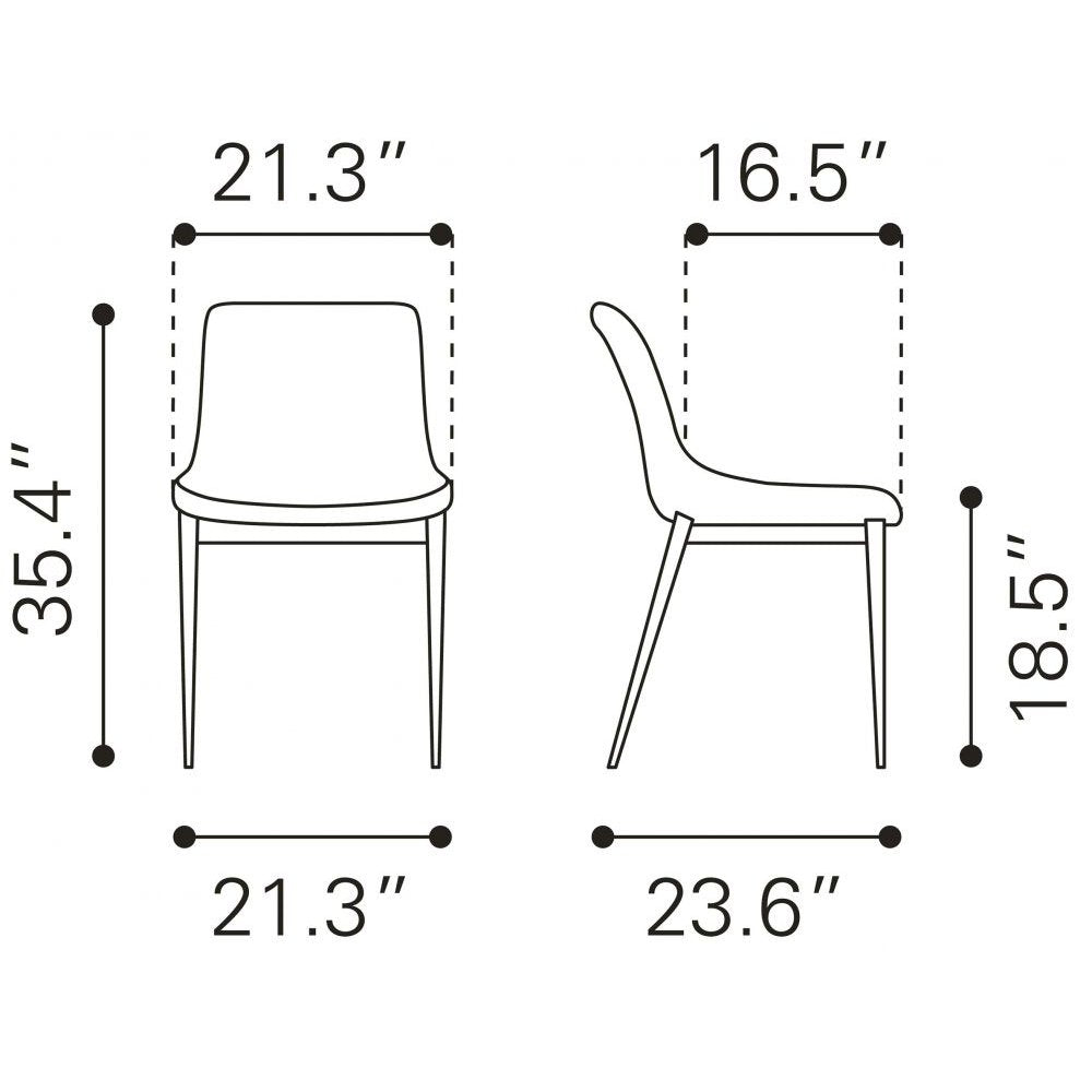 NOGAL BEAT MAGNUS | Silla para Comedor Restaurante | Patas Acero Inoxidable | Varios Colores | Piel Sintetica | Interior - 101271 - Zuo - NOGAL BEAT -