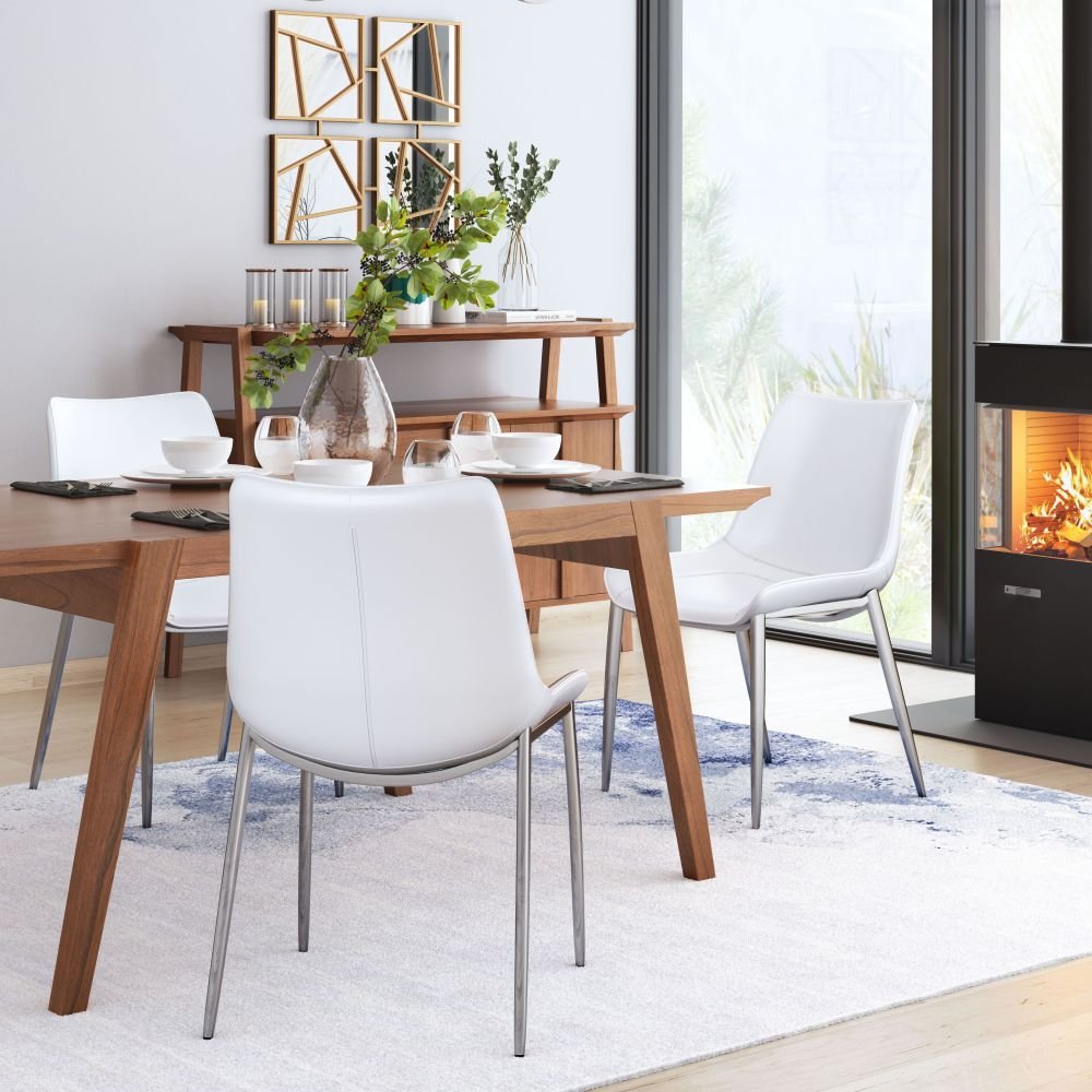 NOGAL BEAT MAGNUS | Silla para Comedor Restaurante | Patas Acero Inoxidable | Varios Colores | Piel Sintetica | Interior - 101270 - Zuo - NOGAL BEAT -