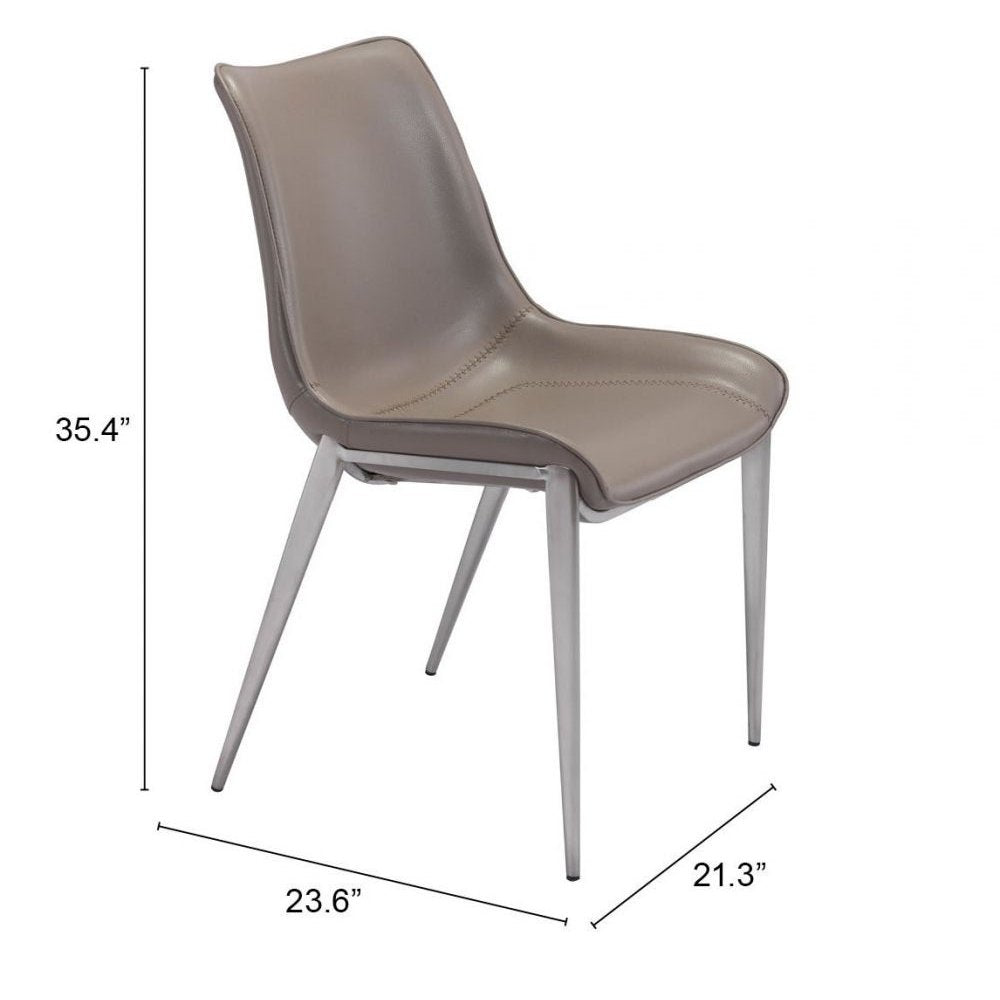 NOGAL BEAT MAGNUS | Silla para Comedor Restaurante | Patas Acero Inoxidable | Varios Colores | Piel Sintetica | Interior - 101269 - Zuo - NOGAL BEAT -