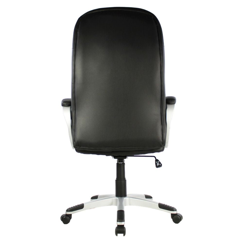 SILLA KINGSTRONG MOB-1100 Malaga SILL0903523 | Silla Ejecutiva Uso de Oficina | Base Estrella Giratoria | Descansabrazos | Tapizado Tela | Interior | Poliuretano Alto Respaldo Tela Tipo “PU” Acero Cromado Soporte Lumbar Descansabrazos y base tipo estrella cromada Estrella con Rodajas Negra Para Buena Postura Base Pistón Neumático Palanca Reguladora Comodidad Buen Diseño Oficina Home Office Corporativo Rodajas de Nylon Comodidad Espacio de Trabajo Respaldo con doble acojinamiento Reclinable Mundo In