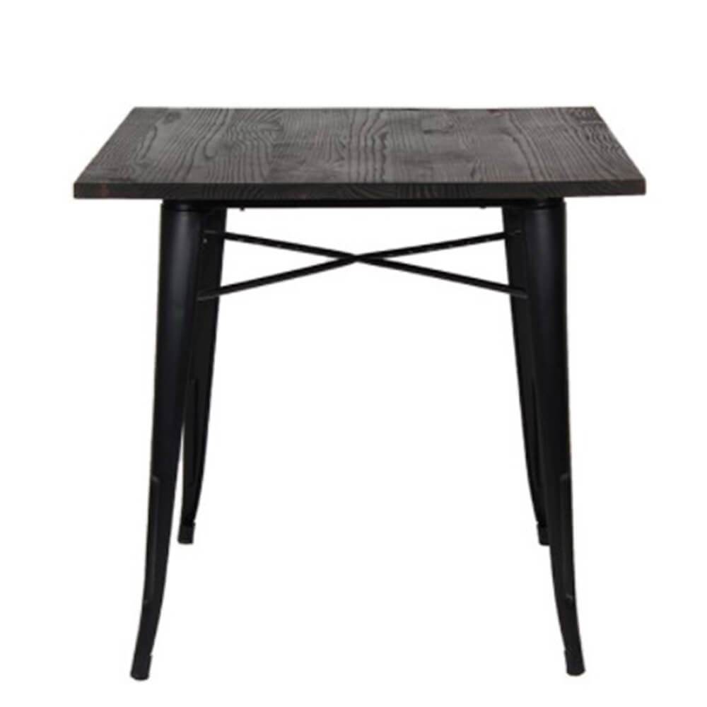 Nogal Beat Mesa Bolton Dinning Tipo Tolix 80 X 80 X 75 Cubierta De Madera Base De Acero Interior - BOLTON DINNING TABLE - MDO - NOGAL BEAT - Mesas