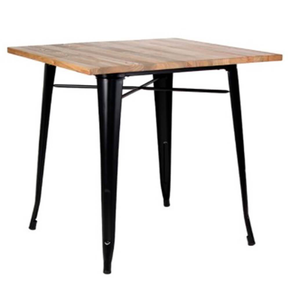 Nogal Beat Mesa Bolton Dinning Tipo Tolix 80 X 80 X 75 Cubierta De Madera Base De Acero Interior - BOLTON DINNING TABLE - MDO - NOGAL BEAT - Mesas