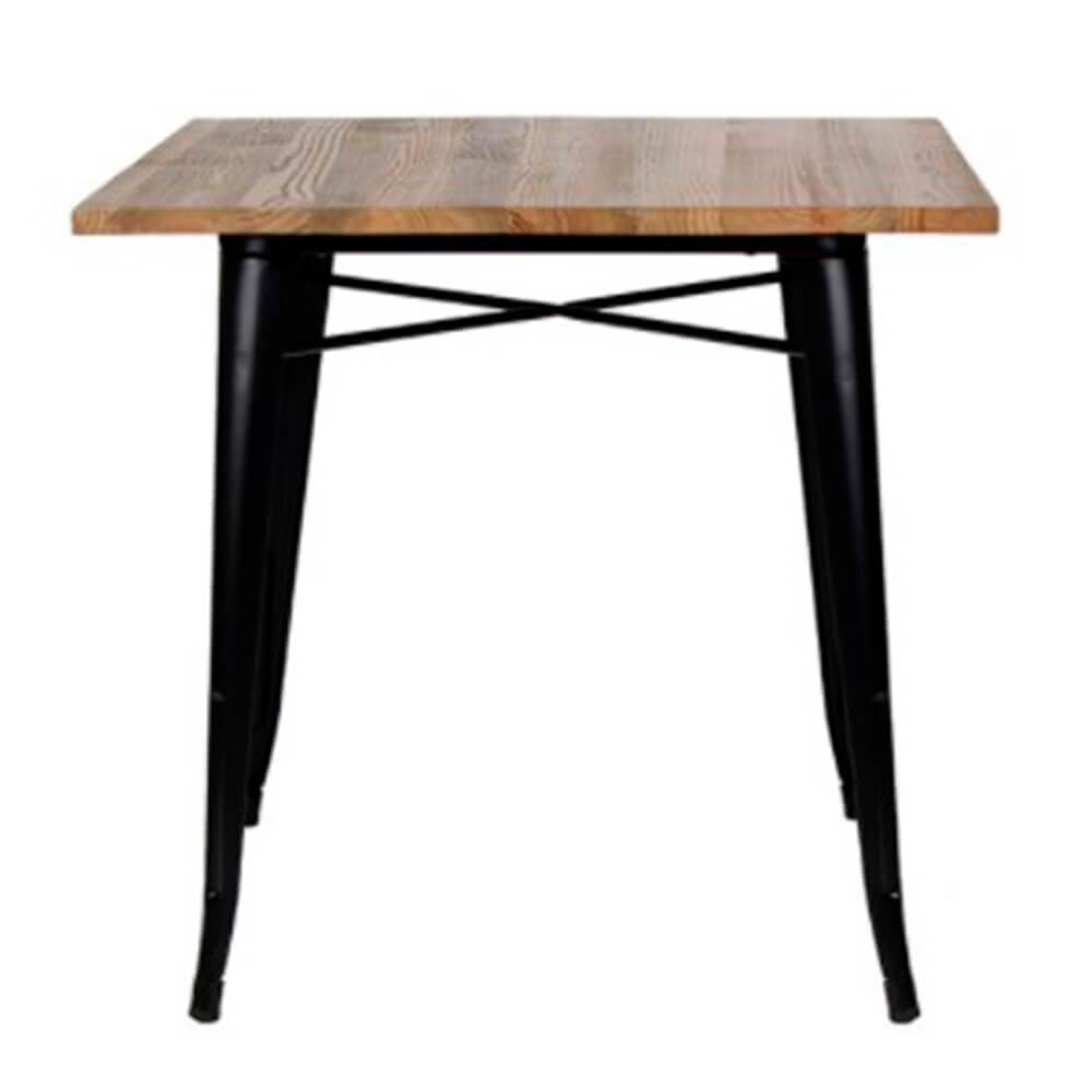 Nogal Beat Mesa Bolton Dinning Tipo Tolix 80 X 80 X 75 Cubierta De Madera Base De Acero Interior - BOLTON DINNING TABLE - MDO - NOGAL BEAT - Mesas