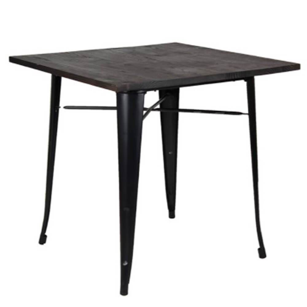 Nogal Beat Mesa Bolton Dinning Tipo Tolix 80 X 80 X 75 Cubierta De Madera Base De Acero Interior - BOLTON DINNING TABLE - MDO - NOGAL BEAT - Mesas