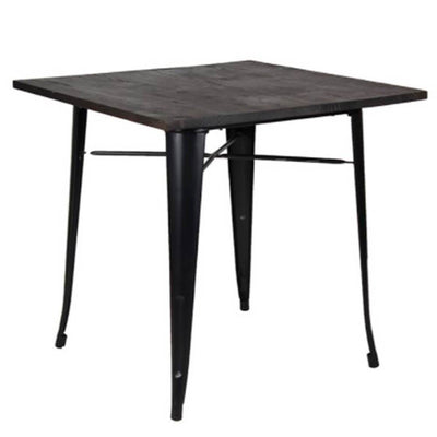 Nogal Beat Mesa Bolton Dinning Tipo Tolix 80 X 80 X 75 Cubierta De Madera Base De Acero Interior - BOLTON DINNING TABLE - MDO - NOGAL BEAT - Mesas