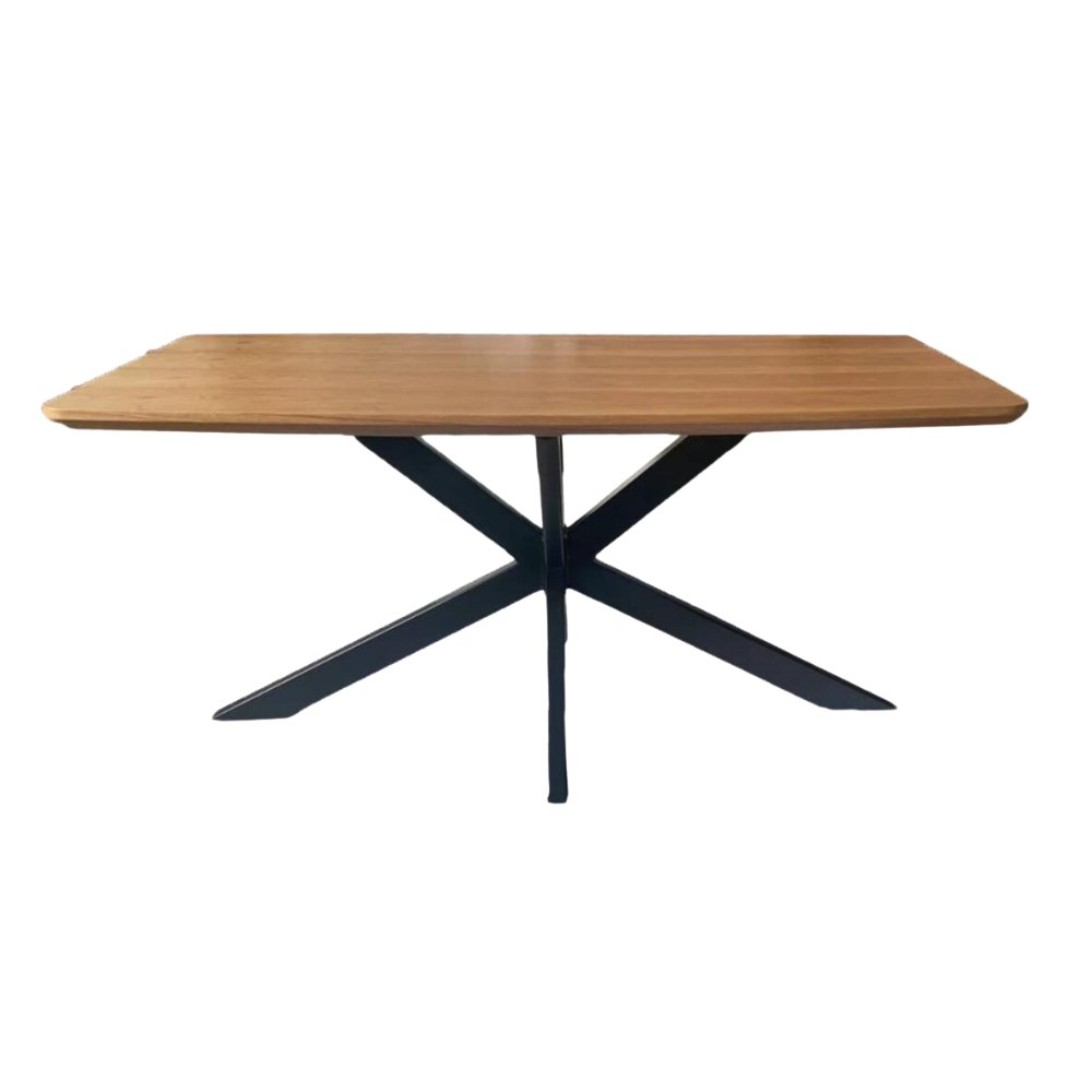 Mesa para restaurante Nogal Beat Oxford con estructura metálica y cubierta de MDF tipo madera en acabado natural
