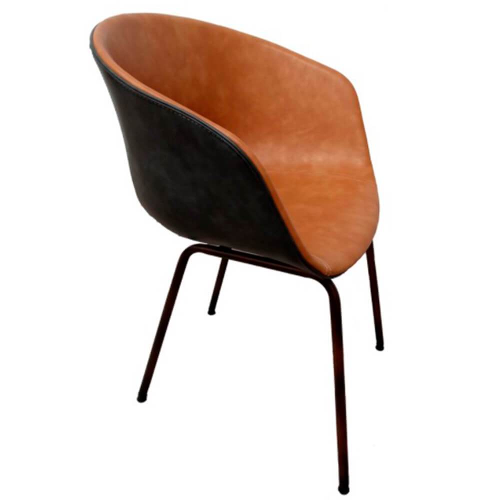Nogal Beat Silla Stella Tapiz Piel Base 4 Puntas Uso Interior - SILLA STELLA TAPIZ PIEL PATA ANTIQUE - MDO - NOGAL BEAT - Sillas