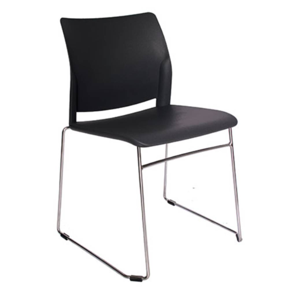 SILLA OFFIHO APLHA OHV-102 | Silla Visita Diseño Ergonómico Visitante Consultorio | Base Trineo Terminado Cromo | Varios Colores | Polipropileno | Interior | Area Recepción Comida Visitante