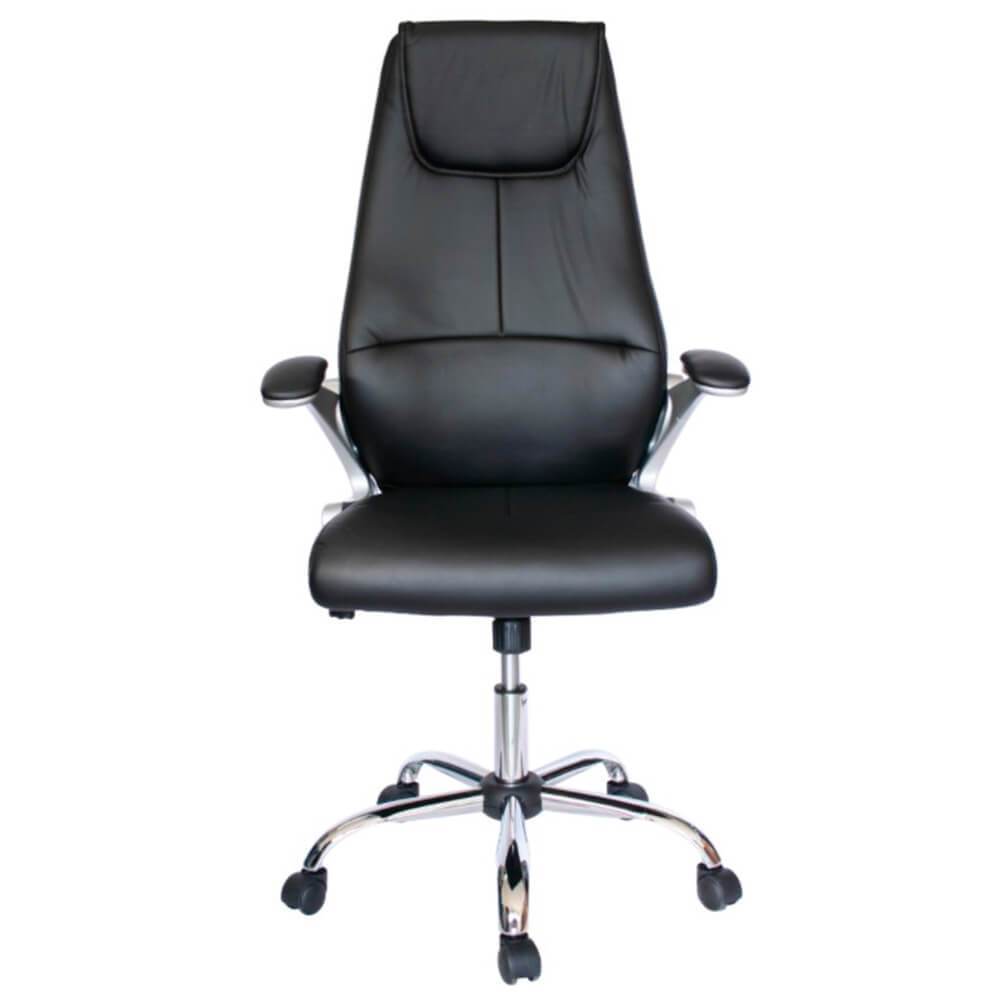 Offiho Silla Arezzo Ejecutiva Respaldo Alto Soft Revolving Leather Negro Base Estrella Con Rodajas Cromo Uso Interior - AREZZO - OFFIHO - NOGAL BEAT - Silla para oficina