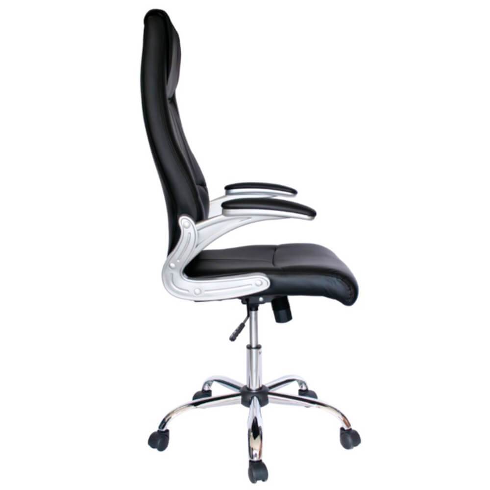 Offiho Silla Arezzo Ejecutiva Respaldo Alto Soft Revolving Leather Negro Base Estrella Con Rodajas Cromo Uso Interior - AREZZO - OFFIHO - NOGAL BEAT - Silla para oficina