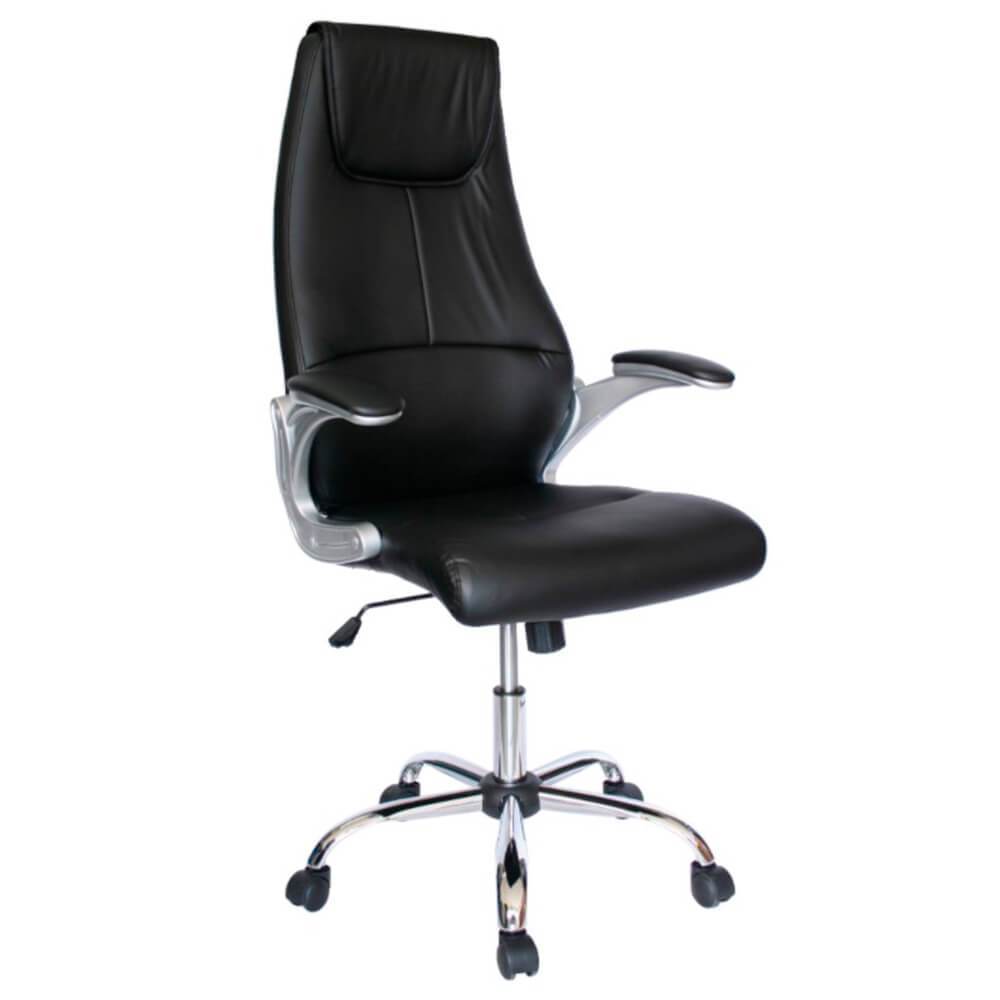 Offiho Silla Arezzo Ejecutiva Respaldo Alto Soft Revolving Leather Negro Base Estrella Con Rodajas Cromo Uso Interior - AREZZO - OFFIHO - NOGAL BEAT - Silla para oficina
