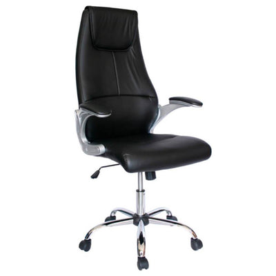Offiho Silla Arezzo Ejecutiva Respaldo Alto Soft Revolving Leather Negro Base Estrella Con Rodajas Cromo Uso Interior - AREZZO - OFFIHO - NOGAL BEAT - Silla para oficina