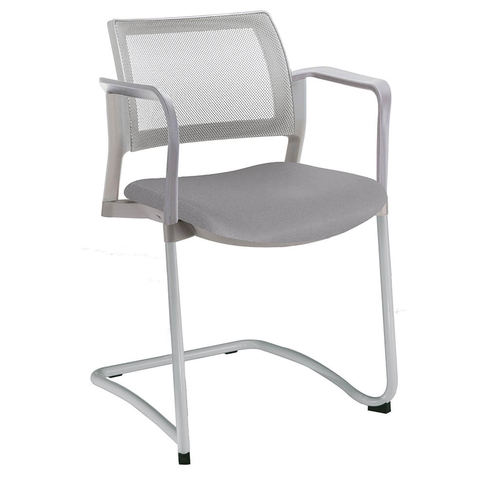 SILLA OFFIHO KYOS OHT-374 | Silla Visita Respaldo en Malla | Diseño Ergonómico Visitante | Tipo Trineo Descansabrazos | Asiento Tapizado | Interior | Aula Capacitación Sala Juntas Oficinas Área Operativa