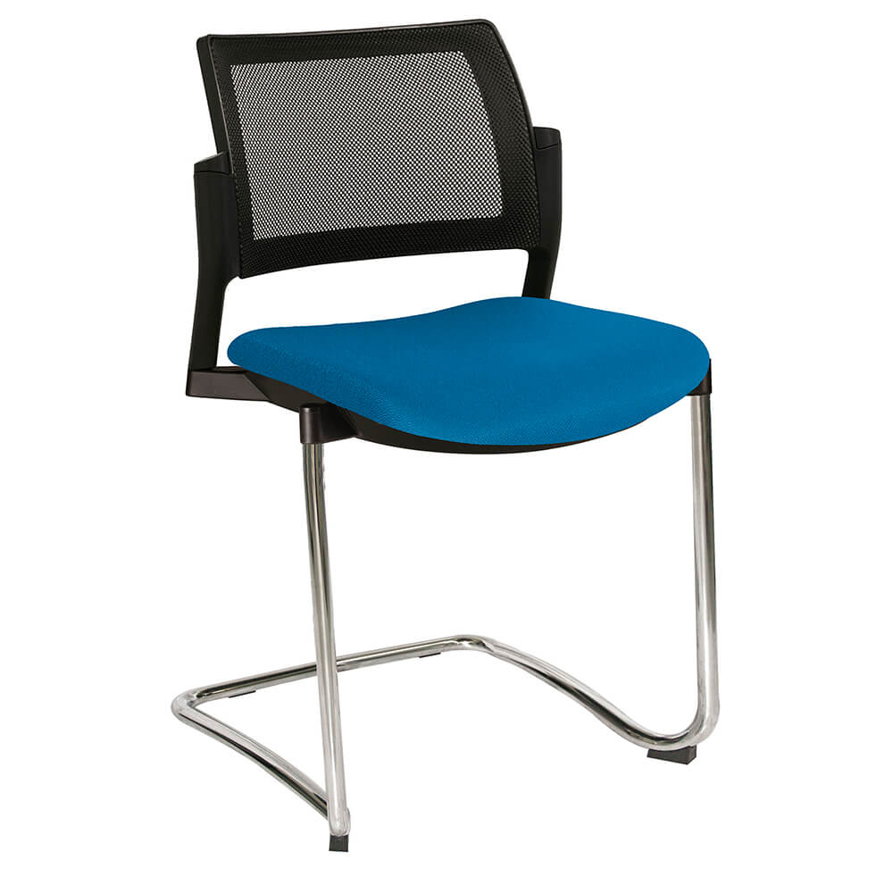 Offiho Silla Kyos Oht-375Cr Visita Base Trineo Asiento Tapizado Respaldo En Malla Estructura Terminado En Cromo Ergonomica - OHT-375CR - OFFIHO - NOGAL BEAT - Sillas