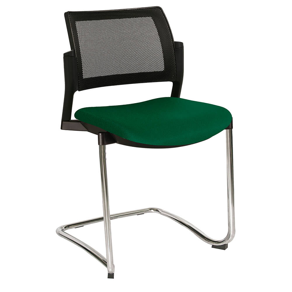 Offiho Silla Kyos Oht-375Cr Visita Base Trineo Asiento Tapizado Respaldo En Malla Estructura Terminado En Cromo Ergonomica - OHT-375CR - OFFIHO - NOGAL BEAT - Sillas