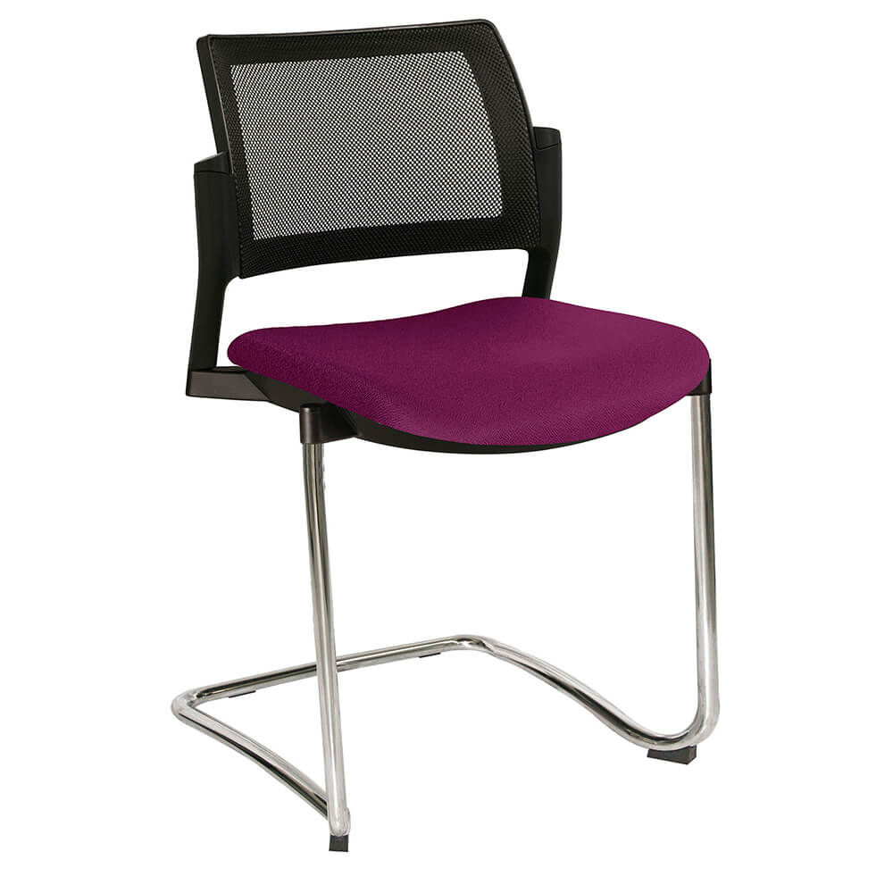 Offiho Silla Kyos Oht-375Cr Visita Base Trineo Asiento Tapizado Respaldo En Malla Estructura Terminado En Cromo Ergonomica - OHT-375CR - OFFIHO - NOGAL BEAT - Sillas