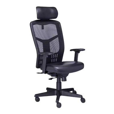 Requiez Silla Gerencial Piel / Mesh Cabecera RP-4500 Base Estrella Nylon - RP-4500 - Requiez - NOGAL BEAT -