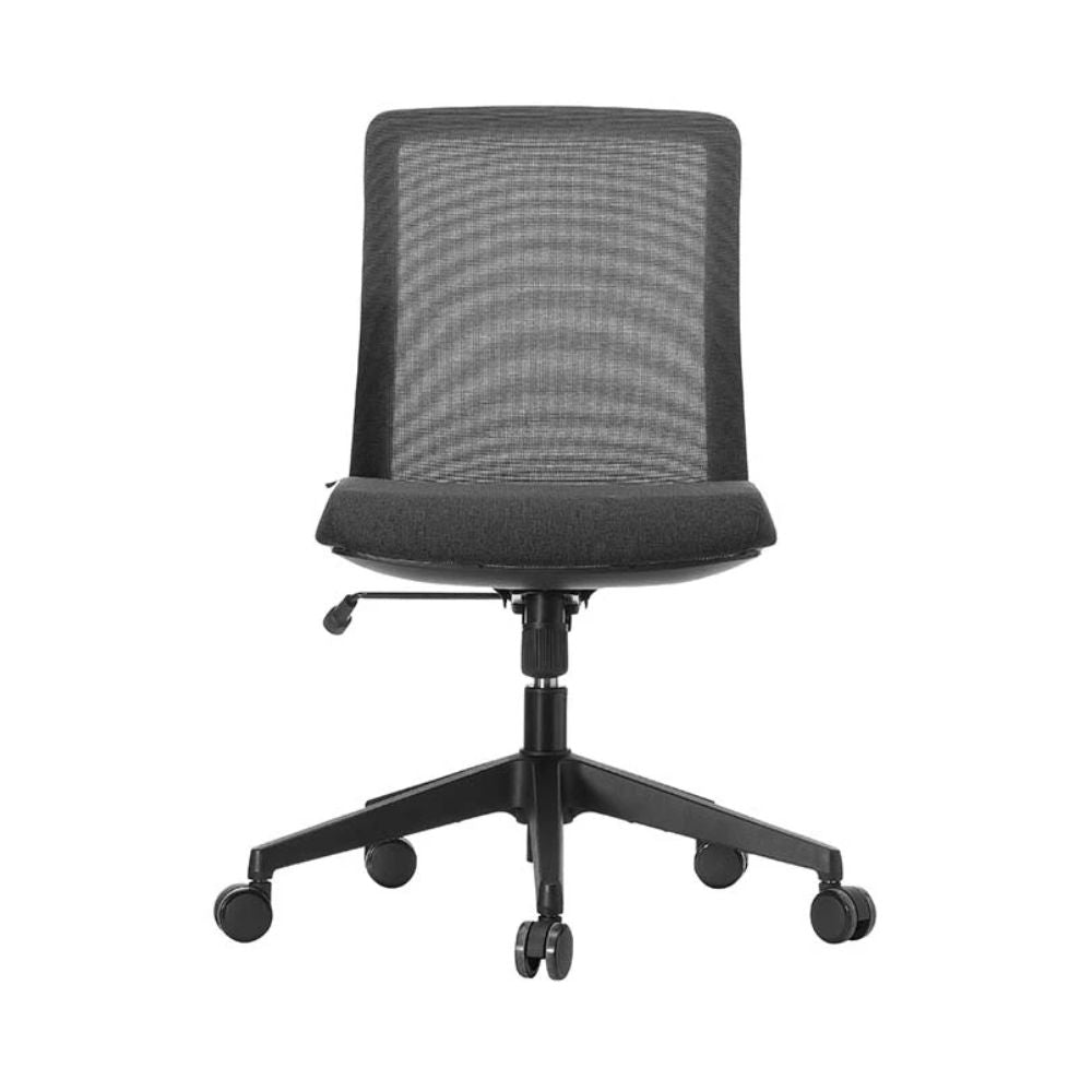 SILLA REQUIEZ DEX RS-200 | Silla Operativa | Diseño Ergonómico Trabajo Coworking Oficina | Altura Ajustable | Respaldo Mesh | Asiento Tapizado | Interior | Home Office Operacion Despacho Profesional Sin Brazos Negro Gris