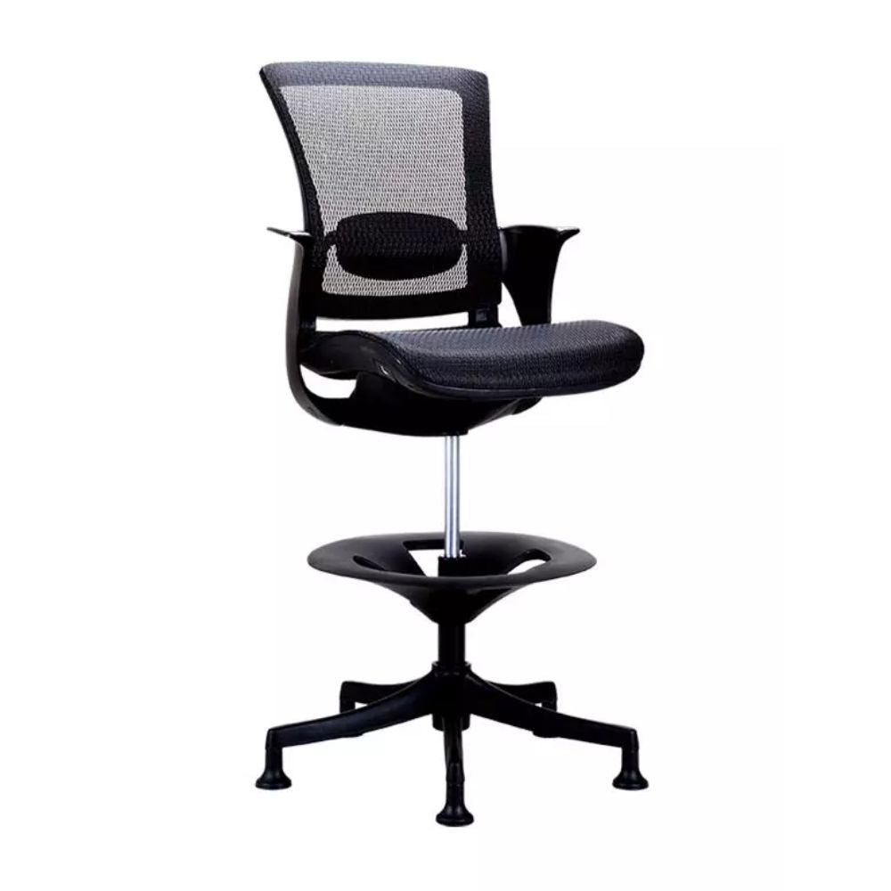 Requiez Silla Skate Stool Versión Banco Alto Descansa Pies RM-9027N-NG Base 5 Puntas Nylon Reforzado - RM-9027N/N - Requiez - NOGAL BEAT -