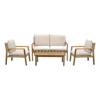 Sala de Terraza para Áreas de Estar - NOGAL BEAT JULIETA - Beige - Madera de Acacia y Tela Poliester - SALA JULIETA Beige - CAMCO - NOGAL BEAT - Sofá de Terraza