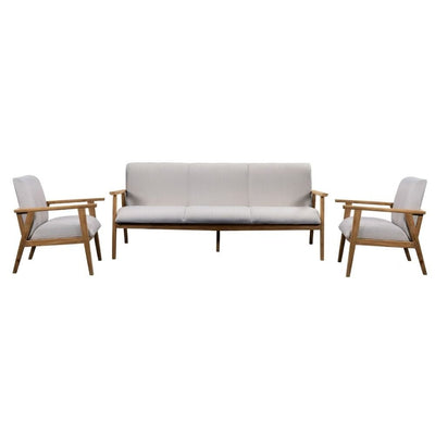 Sala de Terraza para Restaurante - NOGAL BEAT CHARLIE - Sofá - Varios Colores - Teca y Tela Poliester - SALA CHARLIE Gris 190 cm - CAMCO - NOGAL BEAT - Sofá de Terraza