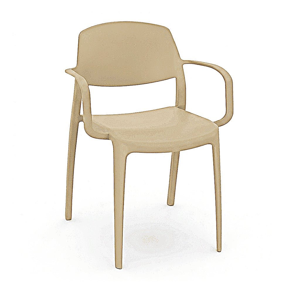 Silla Comercial para Bistró Protección UV - RESOL SMART ARMCHAIR - Varios Colores - Asiento y Respaldo en Polipropileno - 07121 - Resol - NOGAL BEAT - Silla Comercial Exterior
