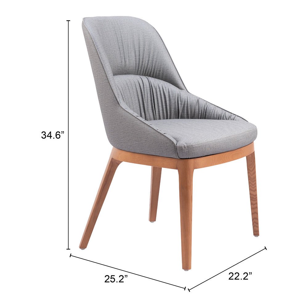 Silla Comercial para Bistró - ZUO AYR - Gris Pizarra - Asiento y Respaldo Tapizados en Lino Sintético - 110126 - Zuo - NOGAL BEAT - Silla Comercial Interior