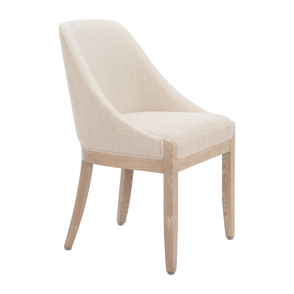 Silla Comercial para Comedor de Empresa - ZUO CALMO - Beige - Asiento y Respaldo Tapizados en Tejido Texturizado - 110646 - Zuo - NOGAL BEAT - Silla Comercial Interior