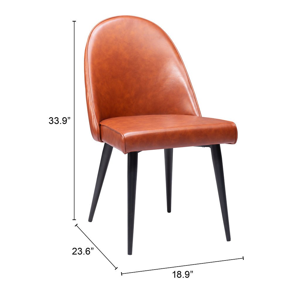 Silla Comercial para Comedor de Empresa - ZUO SILLOTH - Café - Asiento y Respaldo Tapizados en Piel Sintética - 110119 - Zuo - NOGAL BEAT - Silla Comercial Interior