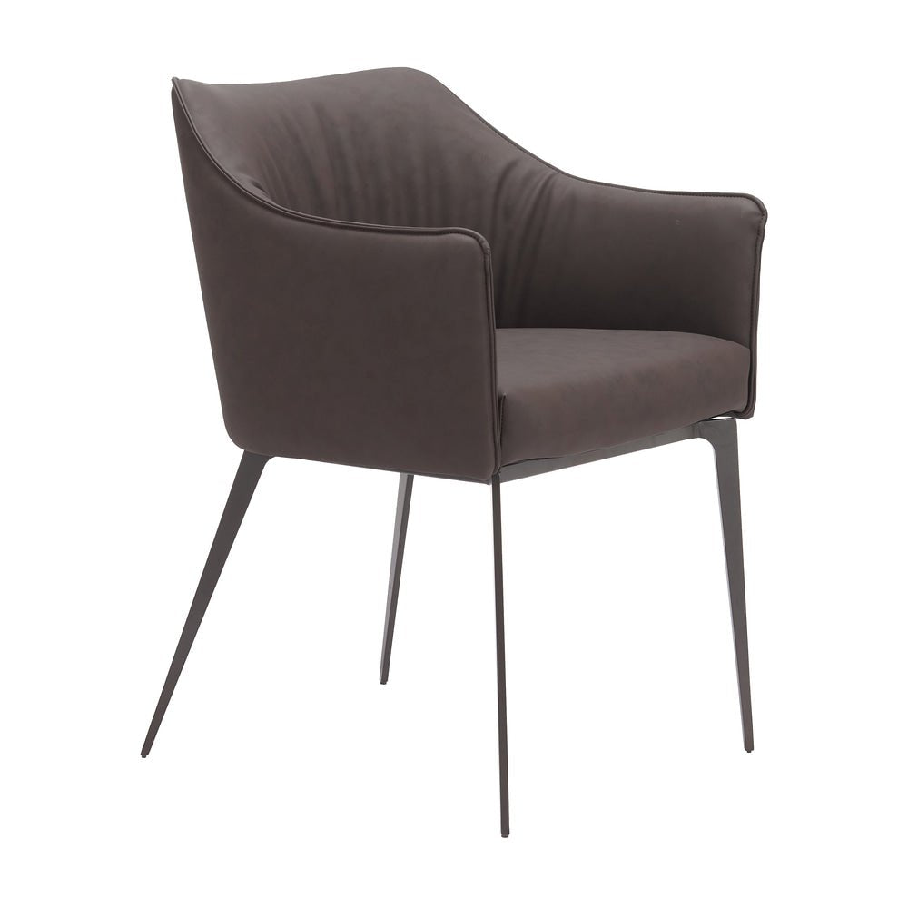 Silla Comercial para Hotel - ZUO BELMONT - Café - Asiento y Respaldo Tapizados en Piel Sintética - 110832 - Zuo - NOGAL BEAT - Silla Comercial Interior