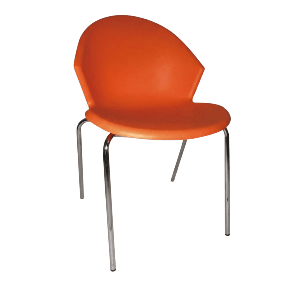 Silla Albar PL-50 con asiento de polipropileno y estructura tubular redonda de acero color aluminio, estibable