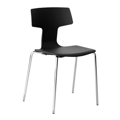 Silla comercial Colos Split 1 con asiento de polipropileno y patas de acero tubular cromado
