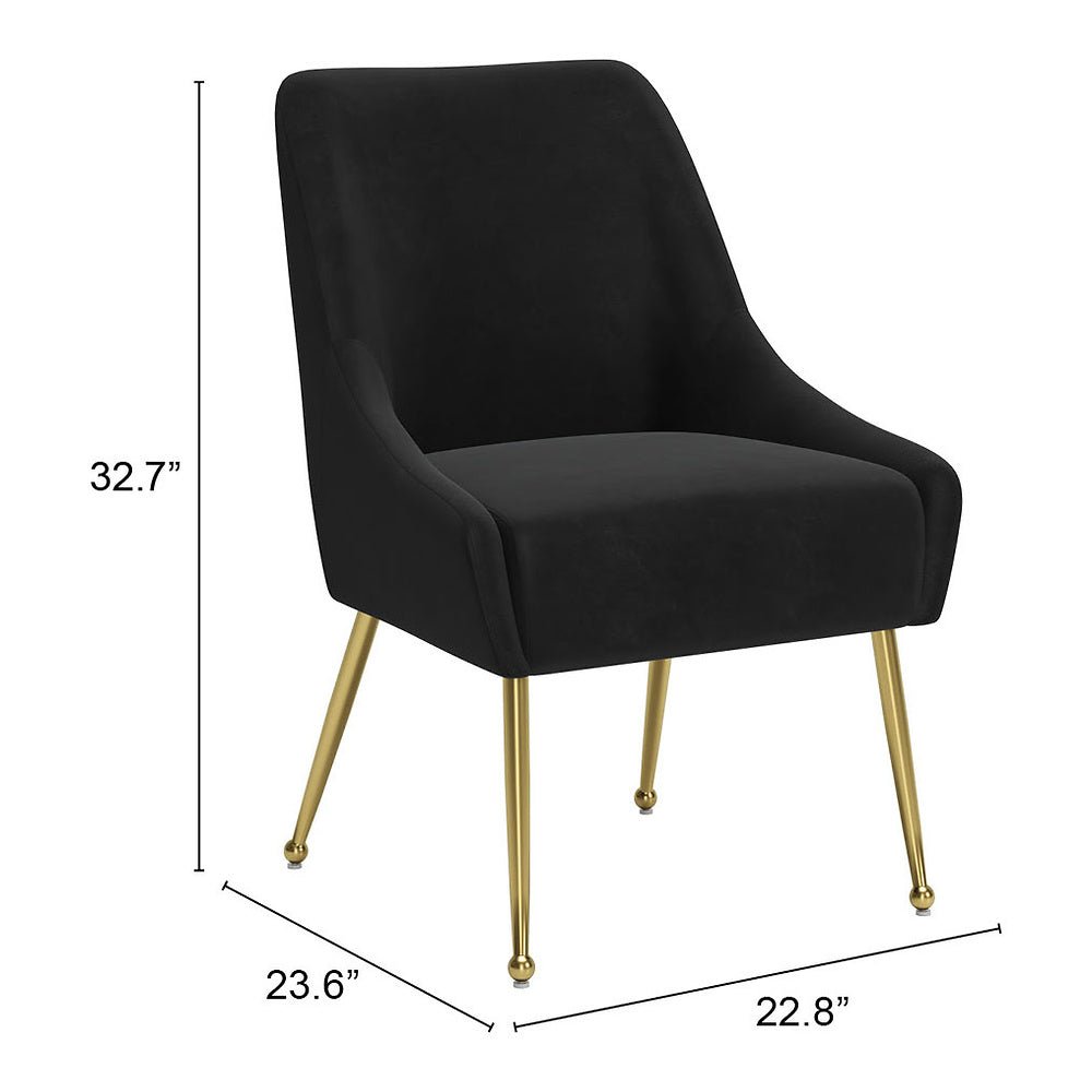 Silla Comercial para Restaurante - ZUO MAXINE - Varios Colores - Asiento y Respaldo Tapizados en Tela Tipo Terciopelo - 109717 - Zuo - NOGAL BEAT - Silla Comercial Interior