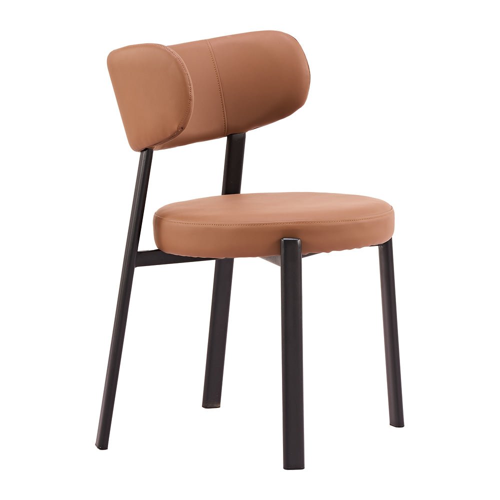 Silla Comercial para Restaurante - ZUO PRAIRIE - Café - Asiento y Respaldo Tapizados en Piel Sintética - 111209 - Zuo - NOGAL BEAT - Silla Comercial Interior