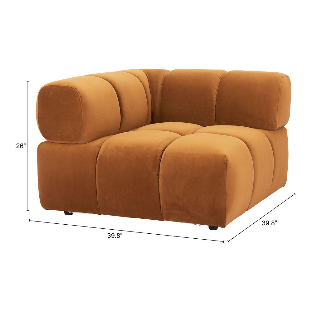 Silla Comercial para Restaurante - ZUO RIST CORNER - Café - Asiento y Respaldo Tapizados en Tela Tipo Terciopelo - 110282 - Zuo - NOGAL BEAT - Silla Comercial Interior
