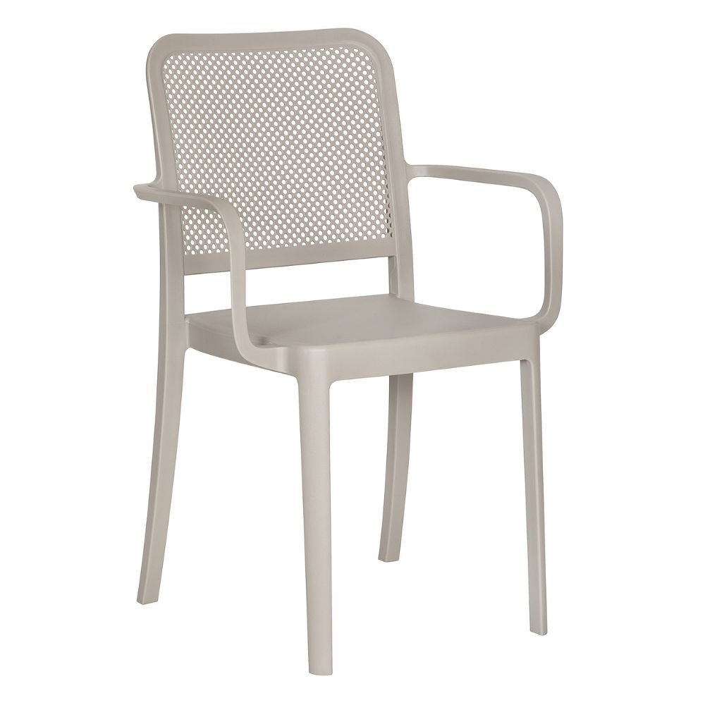 Silla comercial Albar AR-401B con brazos, de polipropileno para terraza, apilable