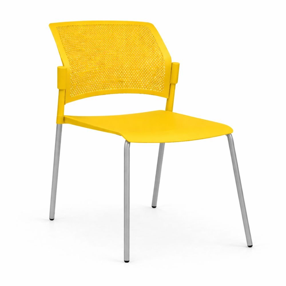 Silla de sala de espera LABENZE REPLAY 106-00610 con respaldo multiperforado y patas tubulares grises